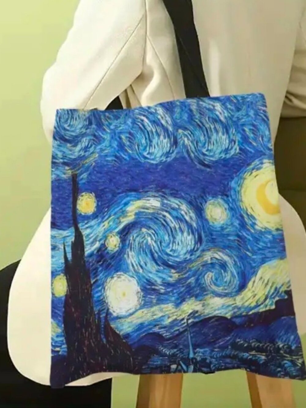 STARRY NIGHT Print Tote, Cosmetic Pouch, Compact Mirror, and Purse Hook Bundle - Picture 5 of 9